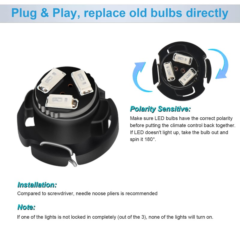 LED Lights Bulbs kit for AC Climate Heater Control Compatible