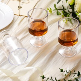 FillTouch 48 Pcs Reusable Plastic Goblets Bulk, 8 oz Plastic Water Goblets Unbreakable Wine Glasses Set Clear Shot Glasses for Custom, Birthday Wedding Guest Gift