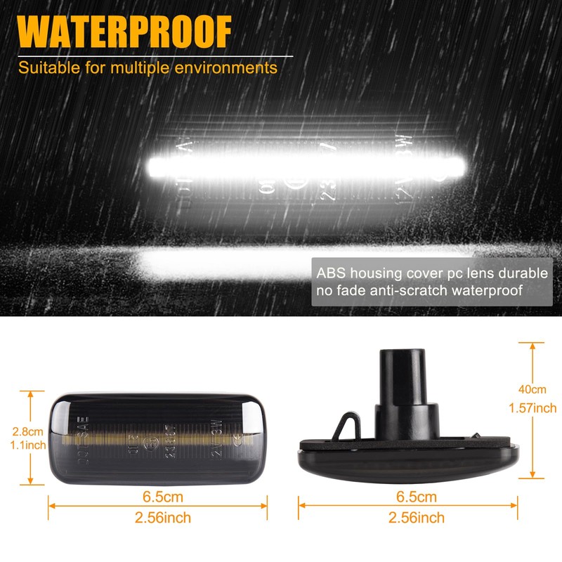 POPMOTORZ 4Pcs LED Fender Side Marker Light Rear Bed side