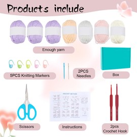 ORIGACH DIY Crochet Flower Granny Square Tote Bag Kit for Beginners Adults Crochet Granny Square Bag Kit with Instruction Video Tutorials