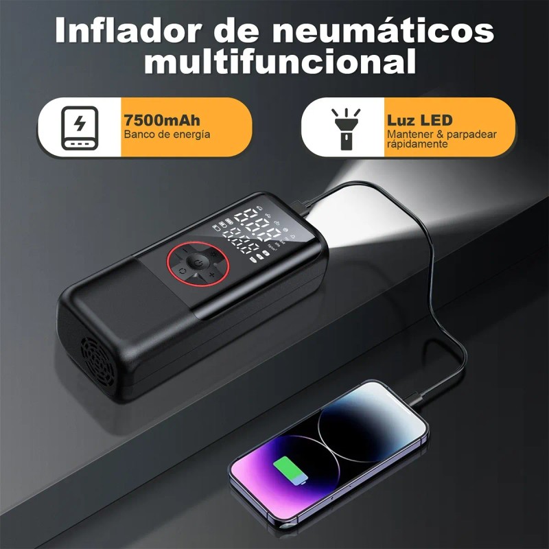 Compresor Aire Bomba Inflador Por Llanta Auto 150psi 7500mah