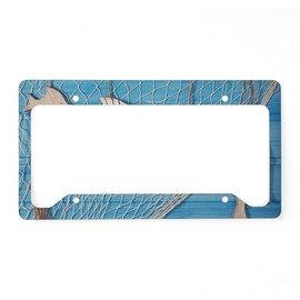 CafePress Summer Fishing License Plate Holder Aluminum License Plate Frame, License Tag Holder