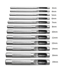 Unibos | Leather Hole Punch, [Upgraded Version] [Perfect Full Set] Belt Puncher, Heavy Duty Tool Various Sizes for Crafts, Card, Rubber, etc, Silver - Multi Sized | 3mm-19mm | Pack of 12