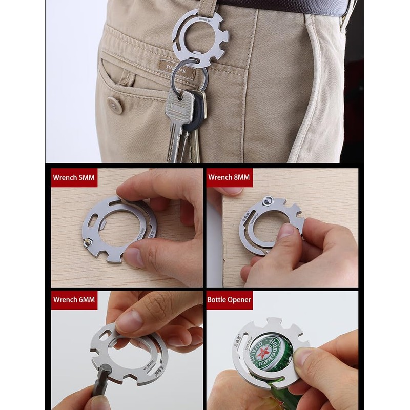 Sanrenmu Keychain EDC Multi Tools Kit with 5/6/8MM Wrench Bottle