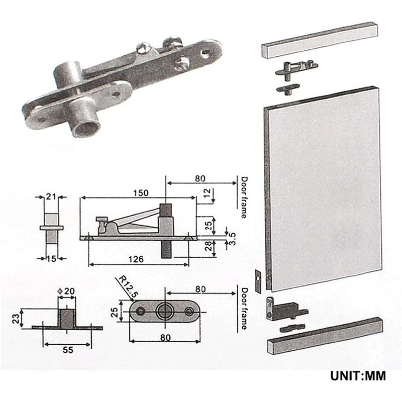 Ranbo Commercial/Home Self Closing Door Pivot Hinges Heavy Duty Hidden