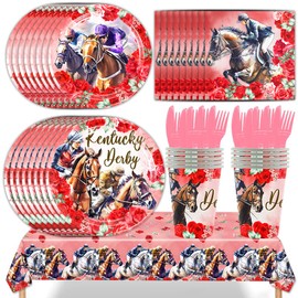 85 Piece Horse Party Tableware, Horse Theme Birthday Party, Outdoor Sports Party Supplies, Birthday Party Decorations, Complete Party Tableware Set