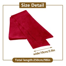 Women Wedding Satin Sash Belt 4'' Wide Double Side Chiffon Sash Bridal Waist Belts (Red)