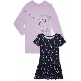 Wonder Nation Lot Of 2 Print Dresses Long & Short Sleeves 4/5 XS NWT Stretchy E1