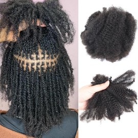 Afro Kinkys Bulk 100% Human Hair 50g/Bundle Colored Afro Kinky Curly For Crochect Lock Dreadlock Braids Hair Extensions (20 Inch)