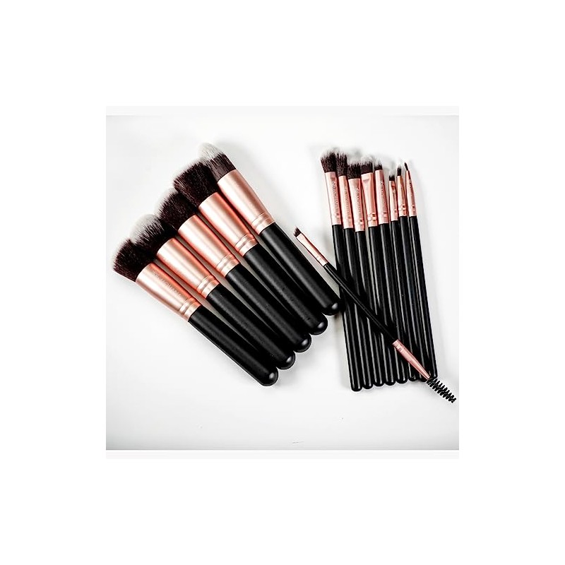 Paquete de 14 Brochas Profesionales Maquillaje Mohana Kabuki Libres de