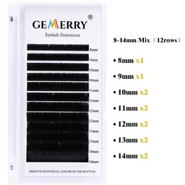 Easy Fan Lash Extensions 0.07mm 8-14mm C curl Mix Tray Russian Volume Noir Lash Automatic Blooming Self Fanning Lashes 2D-20D Long Individual Volume Lashes Gemerry Lash(0.07-c curl-mix 8-14mm)
