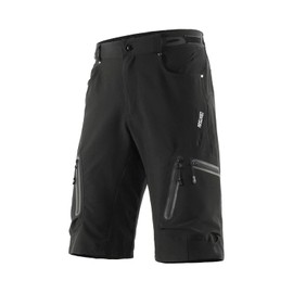 ARSUXEO Men's Cycling Shorts Loose Fit Mountain Bike Shorts Water Resistant Outdoor Sports Bottom with 7 Pockets 1202 Black L
