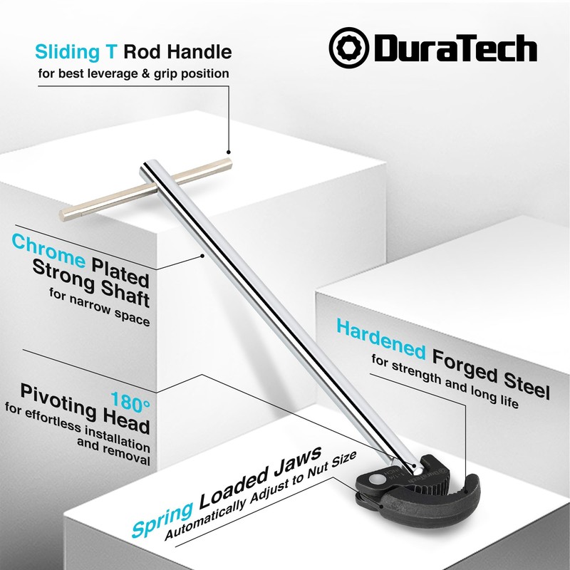 DURATECH 11" Basin Wrench, Sink Wrench, Adjustable Tap Nut Spanner