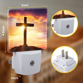Neidius Christ Cross at Sunset Night Light for Kids Girls Boys,Crucifixion of Jesus LED Night Light Plug into Wall with Dusk to Dawn Sensor for Room Decor,Hallway,Kitchen,Bathroom,Nursery,Stairs