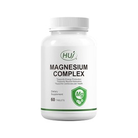 HUJ Suplemento Complejo de Magnesio - Cinco Tipos de Magnesio - Apoya la Produccin de Energa, Relajacin Muscular y Salud Cardiovascular - 60 Tabletas.