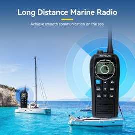 Retevis RM22 Waterproof Walkie Talkie, VHF Marine Radio IP67, Floating, 2200mAh, 88 Channels, 900mW Audio, Long Range Marine Radio for Kayaking, Fishing, Sailing (Black, 1Pcs)