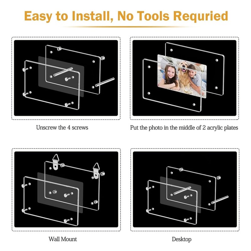 HZIYOU Acrylic Picture Frame, Pressed Flower Frame Handmade, Frameless Floating