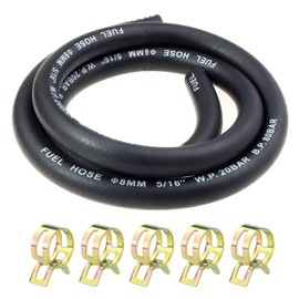 Zemoner 5/16” Inch Fuel Gas Line 3.28 Feet with 5 Pcs Hose Clamps for Boat Marine Outboard Gas Diesel Petrol