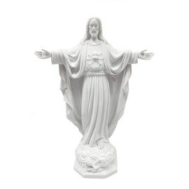 24" Blessing Sacred Heart of Jesus Christ White Statue Sculpture Indoor Outdoor Garden Grotto Made in Italy