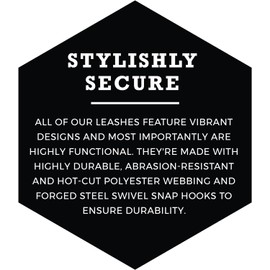 Wolfgang Premium Dog Leashes for Large Dogs Heavy Duty, Double Handle Dog Leash, Durable & Easy to Clean Nylon Dog Leash with Quick Clip Buckles, Made in USA, DarkFloral Print (1 Inch x 6 Ft)