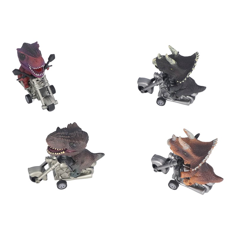 4Pcs Dinosaur Motorbike Toy Motorcycle PVC Pull Car Home Decoration