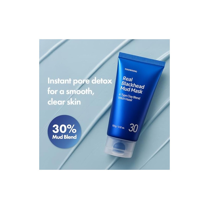 TOSOWOONG Real Blackhead Mud Mask, Facial & Nose Pore-Purifying Clay