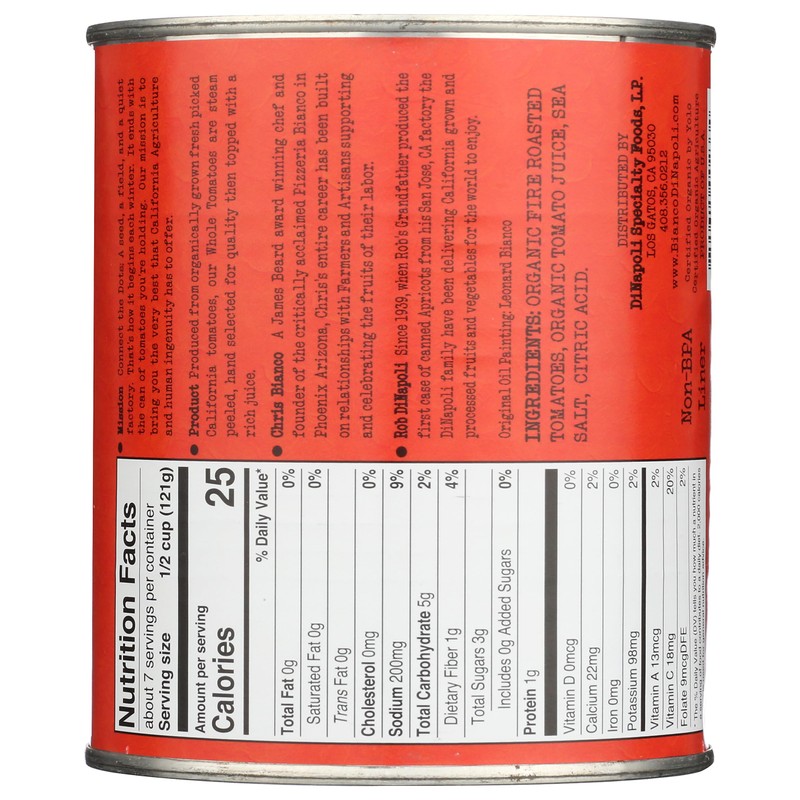 BIANCO DINAPOLI Organic Fire Roasted Chopped Tomatoes, 28 OZ