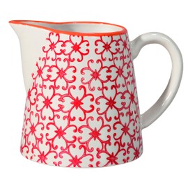 Bloomingville Carla Express Milk Jug Retro Cream Jug Small Jug Diameter 8.5 x Height 8.5 cm Red Ceramic Holds Approx. 250 ml