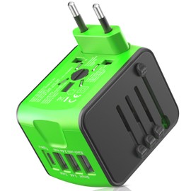 ISIX International Travel Adapter Universal Power Adapter Worldwide All in One 4 USB Perfect for European US, EU, UK, AUS,Asia 200+ Countries