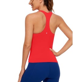 CRZ YOGA Butterluxe Workout Tank Tops for Women Built in Shelf Bras Padded - Racerback Athletic Spandex Yoga Camisole Deep Red Small
