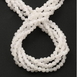 Song Xi 180pcs 2mm Natural White Moonstone Gemstone Beads Faceted Round Loose Stone Beads for Bracelet Jewelry Making, Small Stone Bracelets Beads