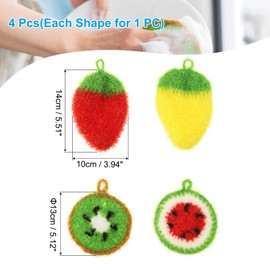 PATIKIL Dish Scrubber, 4 Pcs Non Scratch Cleaning Sponge Hand Crochet Double Layered Durable Dish Cloth Kitchen Sponge for Washing Dishes for Cookware Tubs, Watermelon & Fruit & Strawberry