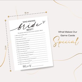 Wedding Shower Games Cards, Who Knows The Bride Best, Bridal Shower Games 25 Guests, Engagement Party Wedding Games for Guests, Minimalist White Wedding Party Supplies - A03