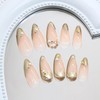 LPOODDNU Almond Press on Nails Medium 3D Gold Fake Nails