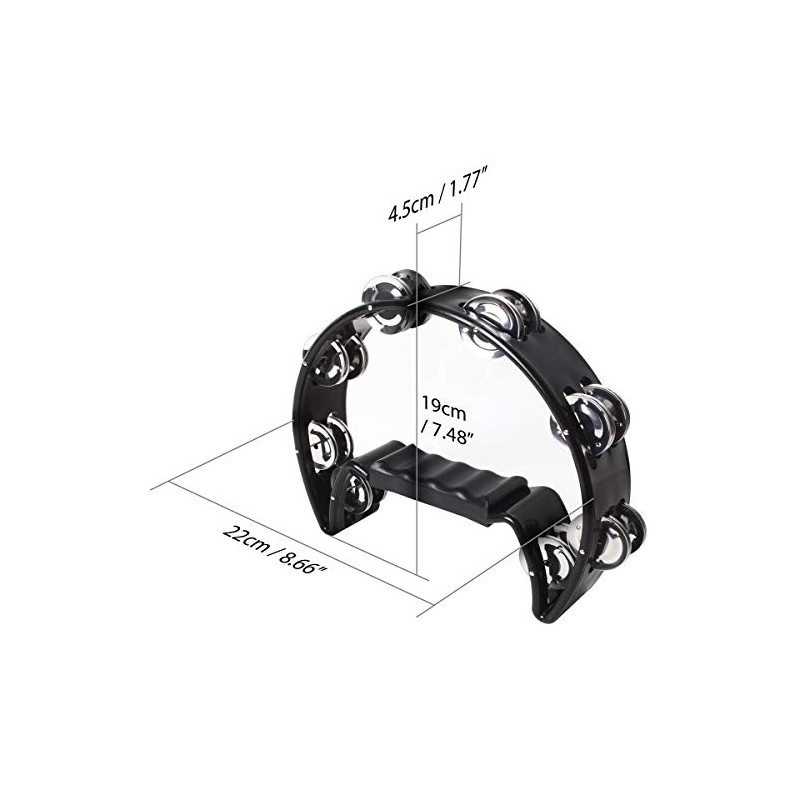 iGadgitz Xtra U6994 - Half Moon Hand Tambourine Double Cutaway