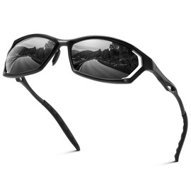Occhsouo Sunglasses Men's Polarised Women's Al-Mg Metal Frame UV400 Protection Sports Sunglasses Men Women, Plain black