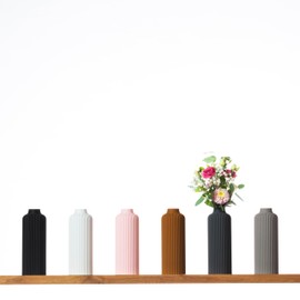 3D Vase Anouk Flower Vase, Decorative Vase, M, 23 cm, for Cut / Dried Flowers, Sustainable, Pampas Grass (White)