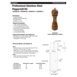 Penn State Industries PKGRIND708 8" Professional Stainless Steel Peppermill Grinder Mechanism Kit Woodturning Project (8" Mechanism)