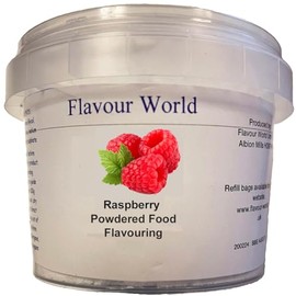 Flavour World Professional Powdered Food Flavouring 40g or 80g tubs with small dosing spoon included (40g, Raspberry)