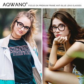 AQWANO Stylish Designer Round Reading Glasses Women Computer Blue Light Blocking, Quality Reader Anti Glare Filter Eyeglasses, 2 Pack 2.0