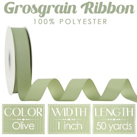 MEEDEE Olive Green Grosgrain Ribbon 1 Inch Grosgrain Hair Ribbon 50 Yards Per Roll Thick Green Ribbon for Hair Bow Supplies Thin Grosgrain Ribbons for Crafts, Sewing, Scrapbooking