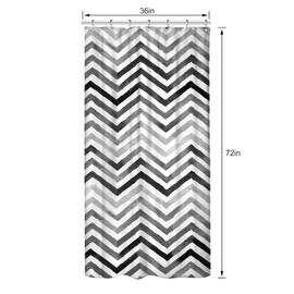 Riyidecor Grey Black Stall Small Half Size Shower Curtain 36x72 Inch Chevron Herringbone Ombre Striped Geometric Single Narrow Walkin Standing Dorm Decor Fabric Bathroom Polyester Waterproof