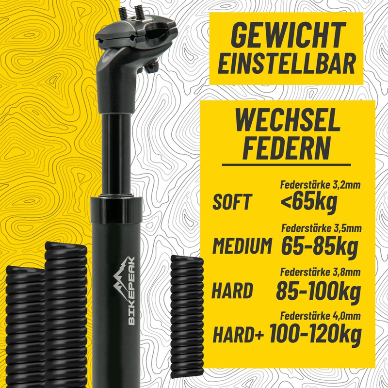 BikePeak Suspension Seat Post Diameter Selectable 27.2/30.9/31.6 mm | 350