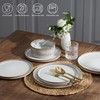 E-far 24-Piece Stoneware Dinnerware Sets, Plates and Bowls Sets for
