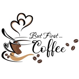 THXFUNAREA Wandtattoo Wandaufkleber Kaffee Zeit But First Coffee Cappuccino Wandsticker Wanddeko für Küche Esszimmer