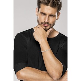 Miabella 925 Sterling Silver Italian 7mm Solid Diamond-Cut Figaro Link Chain Bracelet for Men, Made in Italy, 9 Inch, Sterling Silver