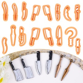 Puocaon Knives Polymer Clay Cutters - 16 Pcs Clay Cutters for Polymer Clay Earrings Making, Cleaver Clay Cutters for Earrings, Sickle Dagger Polymer Clay Jewelry Cutters, Knife Clay Earring Cutters
