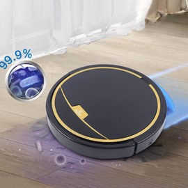 Cbhfmljd 15W Smart Vacuum Cleaner, 3-in-1 Home Automatic Suction Sweeping Cleaning Robot Vacuum Rechargeable Cleaner Auto Cleaning Floor Mop Sweeper 2000mAh Intelligent Anti-Drop