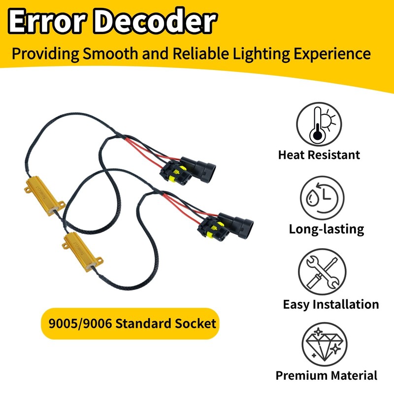 2Pcs 9005 9006 Led Load Resistor Fix Hyper Flash, 50W
