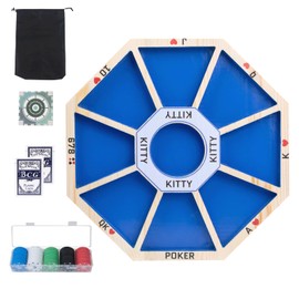Wooden Michigan Rummy Board Game,13 * 13 inches,Tripoley Game,Deluxe Set, 1 Michigan Rummy Board,2 Pokers,100 Chips(in a Box),1 Manual,1 Portable Storage,Party Game,Blue (Blue)